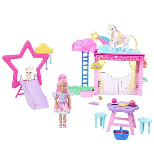 Barbie Un toque de magia Chelsea y Pegaso Set de juego con muñeca y caballo alado con accesorios de...