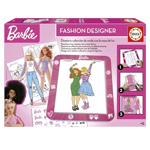 Educa - Juego Barbie Fashion Designer | Crea infinitos diseños y combinaciones con la mesa de luz |...